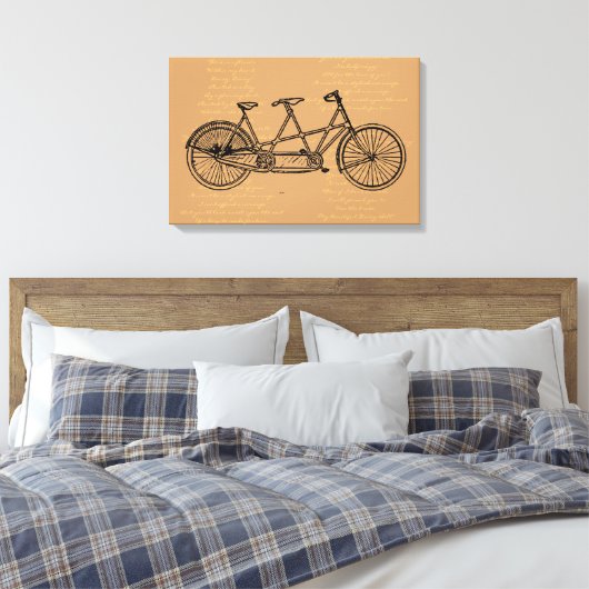 Tandem fiets met tekst naar "Daisy Bell" Canvas Afdruk (Insitu (Slaapkamer))