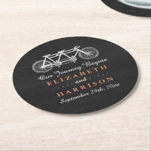 Tandem-fiets op Chalkboard Weddenschap Ronde Kartonnen Onderzetter