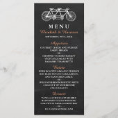 Tandem-fiets op het bord van het bruiloft menu (Voorkant)