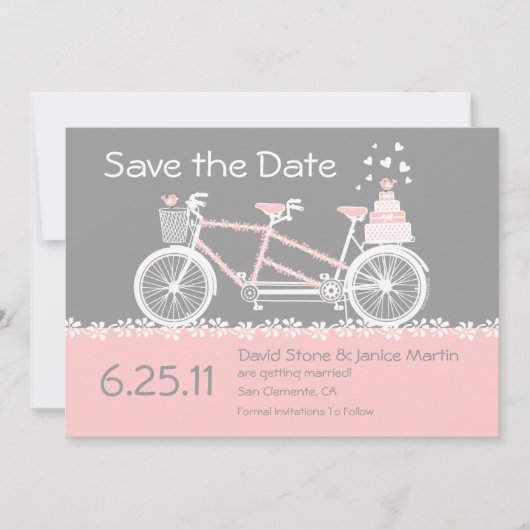 Tandem Fiets Save The Date Aankondiging (Voorkant)