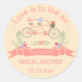 Tandem Fiets, Vogels en Banner Vrijgezellenfeest Ronde Sticker