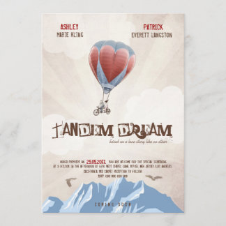 Tandem Love Dream Wedding Invite (filmstijl) Kaart