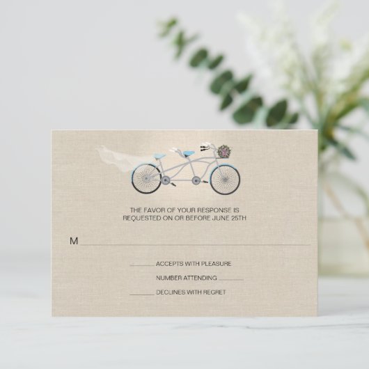 Tandem Mariage de vélo Faux Linen RSVP (Debout devant)