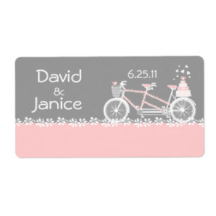 Tandem Mariage de vélo Nom Étiquette de balise