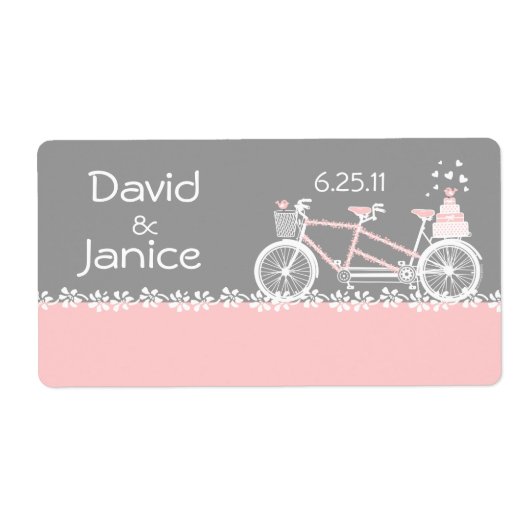 Tandem Mariage de vélo Nom Étiquette de balise (Devant)
