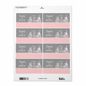 Tandem Mariage de vélo Nom Étiquette de balise (Feuille entière)