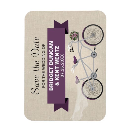 Tandem Plum Bicycle Sla de datum op Magneet (Verticaal)