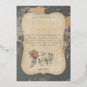 tandem rustique vélo carte du monde mariage (Recto)