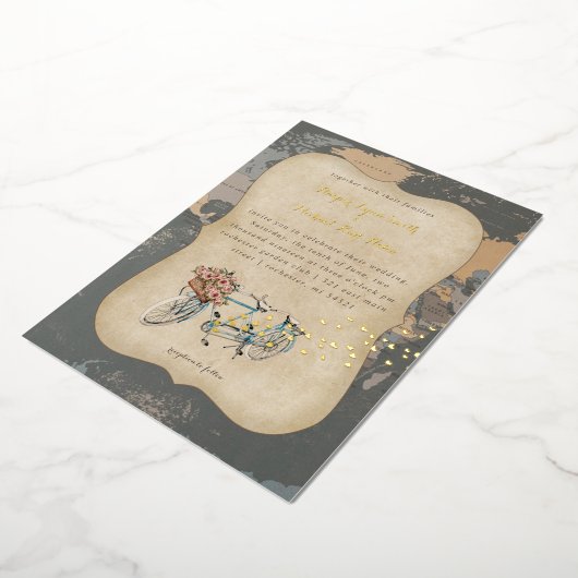 tandem rustique vélo carte du monde mariage (Rotation)