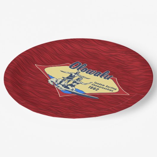 Tandem Surfing Hawaiian Surf Design Papieren Bordje (Gekanteld)