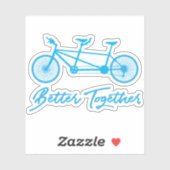 Tandemfiets, samen beter, blauwe fiets sticker (Vel)
