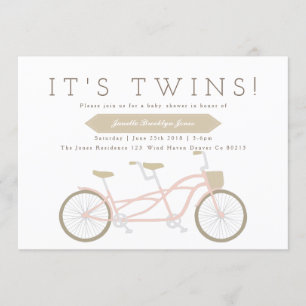 tandemfiets Tweeling Baby shower Kaart