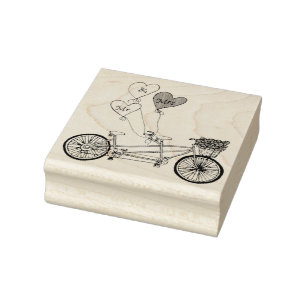 Tandemfiets voor liefdesfietsen rubberstempel