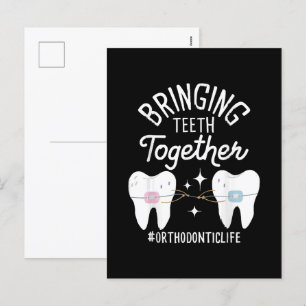 Tanden bij elkaar brengen - orthodontist feestdagenkaart