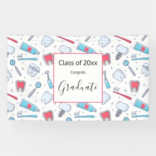 Tanden en gereedschap Tandartspatroon Afstuderen Spandoek (Horizontaal)