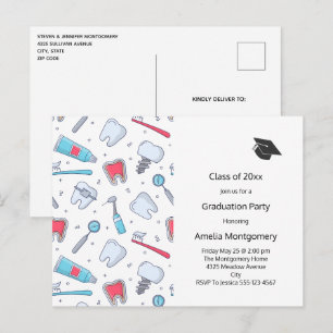 Tanden en gereedschap Tandartspatroon Afstuderen Uitnodiging Briefkaart