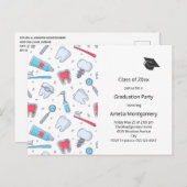 Tanden en gereedschap Tandartspatroon Afstuderen Uitnodiging Briefkaart (Voorkant / Achterkant)