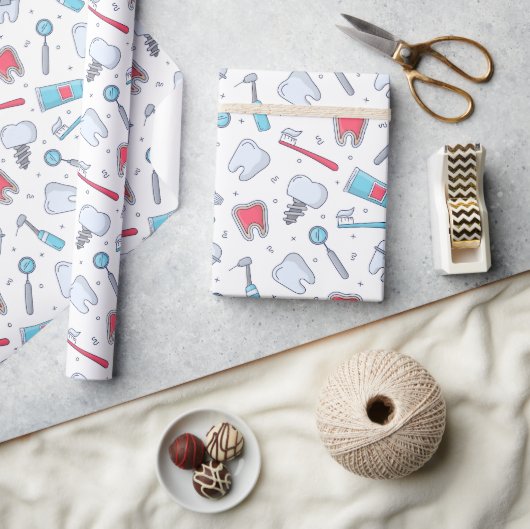 Tanden en gereedschap Tandheelkundig patroon Cadeaupapier (Crafts)