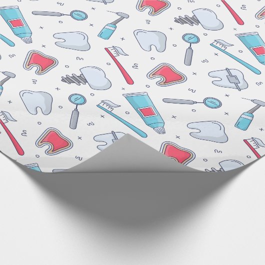 Tanden en gereedschap Tandheelkundig patroon Cadeaupapier (Hoek)