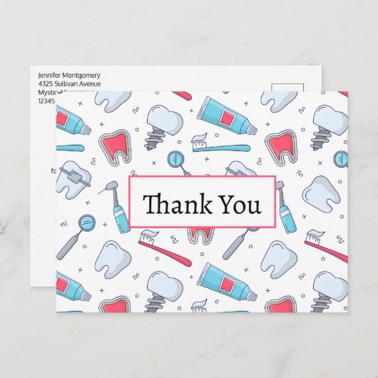 Tanden en Gereedschap Tandheelkundig Patroon Dank  Briefkaart (Voorkant / Achterkant)