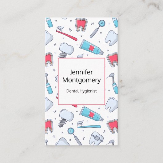 Tanden en gereedschap Tandheelkundig patroon Visitekaartje (Voorkant)