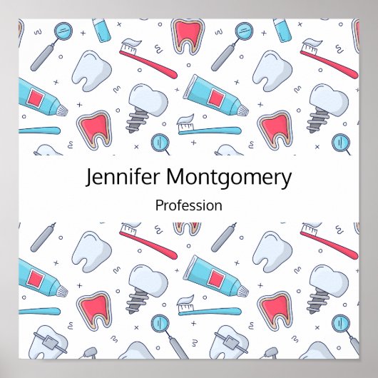 Tanden en hulpmiddelen Tandheelkundig Patroon Zake Poster (Voorkant)