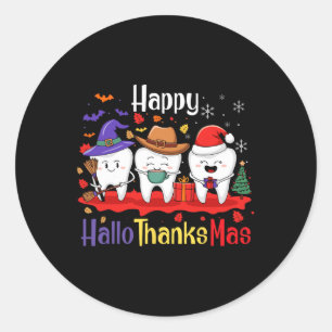Tanden Happy Hallothanksmas Dental Halloween Merry Ronde Sticker