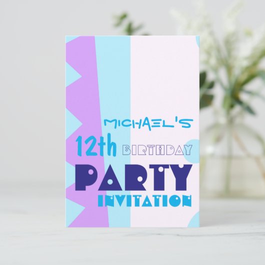 Tanden van het monster 12e verjaardagsfeest uitnod kaart (Staand voorkant)