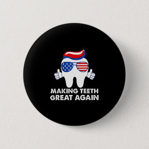 Tanden weer geweldig maken Funny Teeth Trump haar Ronde Button 5,7 Cm