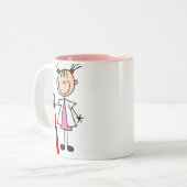 Tandenassistent met tandenborstel tweekleurige koffiemok (Voorkant links)