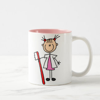 Tandenassistent met tandenborstel tweekleurige koffiemok