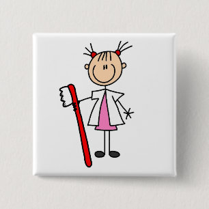 Tandenassistent met tandenborstel vierkante button 5,1 cm