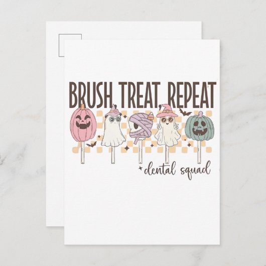 Tandenborstel Behandel Herhaal Tandheelkundig Team Uitnodiging Briefkaart (Voorkant / Achterkant)