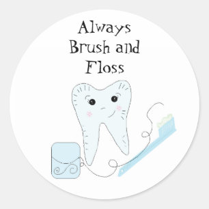 Tandenborstel en tand Cute Dental Reminder Ronde Sticker