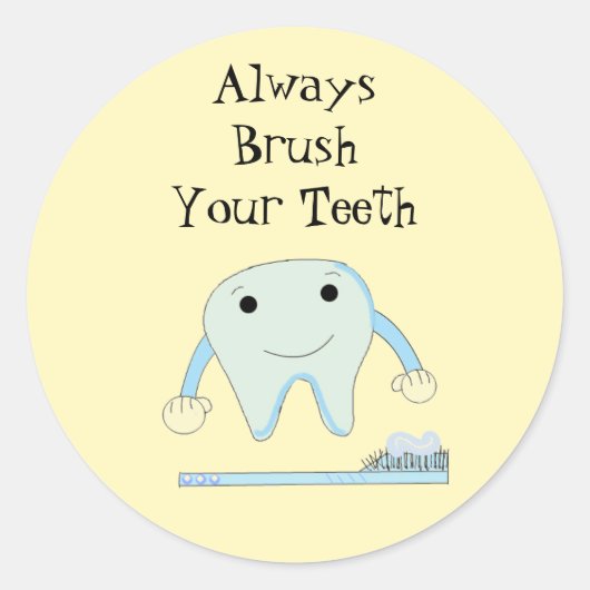 Tandenborstel en tand Cute Dental Reminder Ronde Sticker (Voorkant)