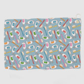 Tandenborstel- en tandpasteatpatroon golfhanddoek (Horizontaal)