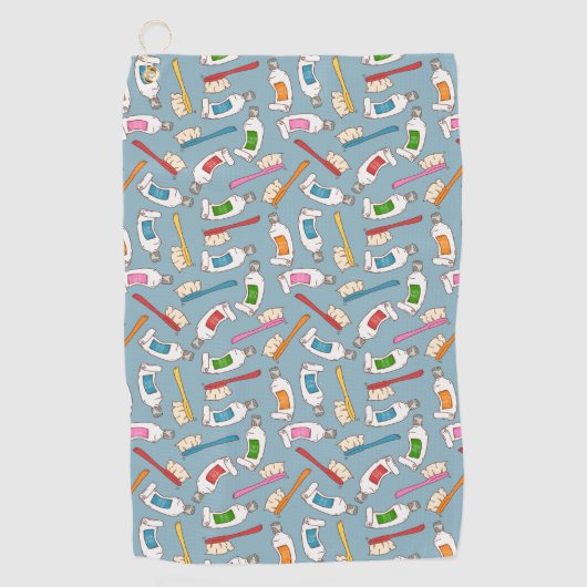 Tandenborstel- en tandpasteatpatroon golfhanddoek (Voorkant)