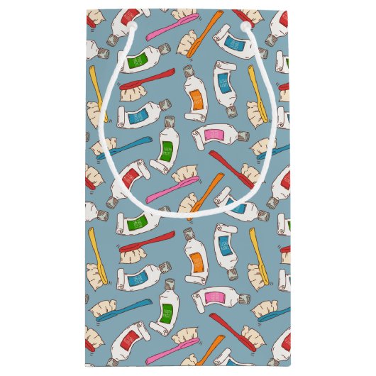 Tandenborstel- en tandpasteatpatroon klein cadeauzakje (Achterkant)