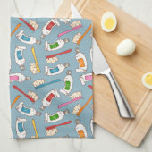 Tandenborstel- en tandpasteatpatroon theedoek (Quarter Fold)