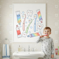 Tandenborstel Feestje Kinderen Badkamer Muur Kunst
