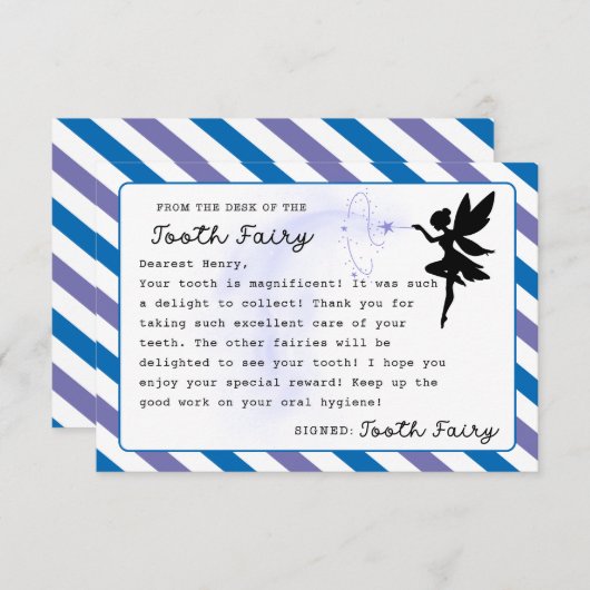 Tandenfee Custom Note Printable Kaart (Voorkant / Achterkant)