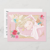 Tandenfee schattig meisje dat met kussens naar bed briefkaart (Voorkant / Achterkant)