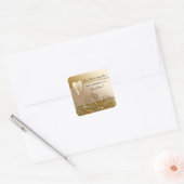 Tandenlabel Tooth Logo Gold Leaves Vierkante Sticker (Envelop)