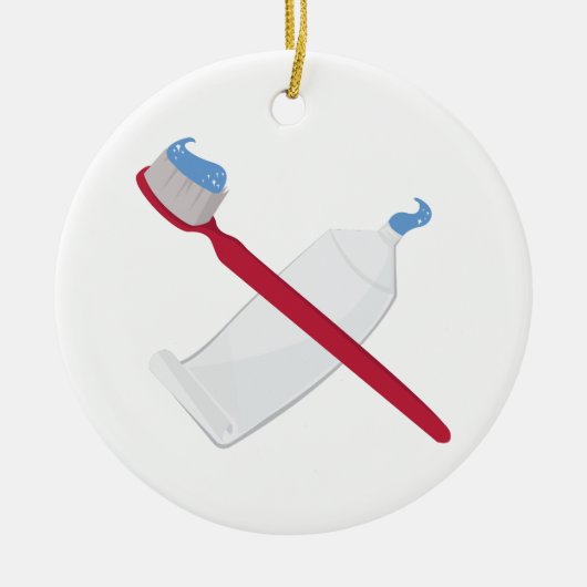 Tandenpenseel en -pasta keramisch ornament (Voorkant)