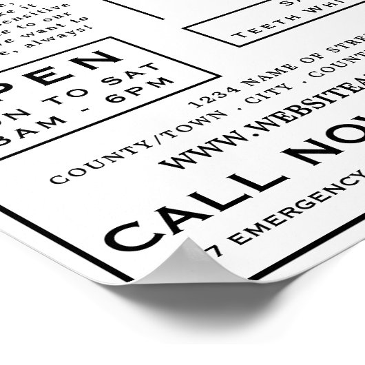 Tandheelkunde, zwart-wit, tandheelkunde, tandheelk poster (Hoek)