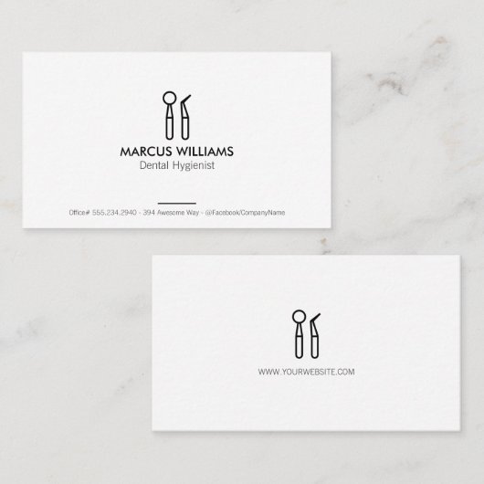 tandheelkundig gereedschap visitekaartje (Voorkant / Achterkant)