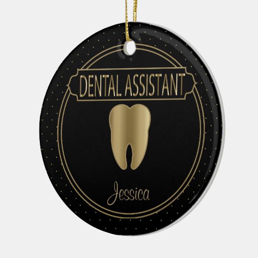 Tandheelkundige 🦷 assistent - zwart en goud keramisch ornament (Links)