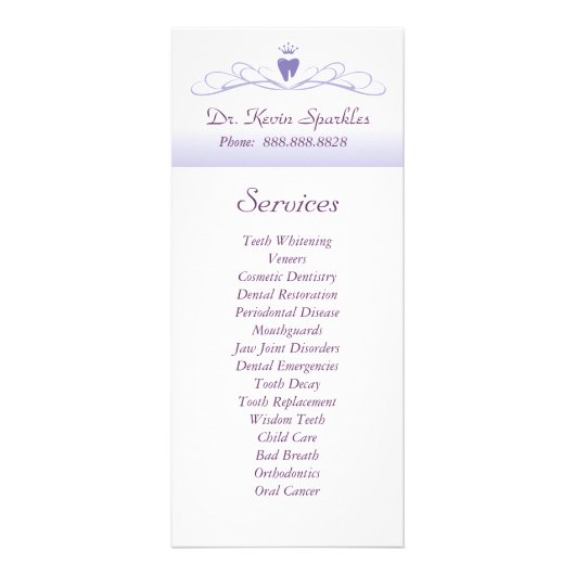 Tandheelkundige Service Menu Brochure Paarse Kroon (Voorkant)