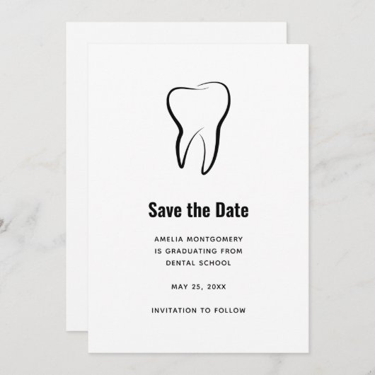 Tandheelkundige tand medisch grafisch Afstuderen Save The Date (Voorkant / Achterkant)