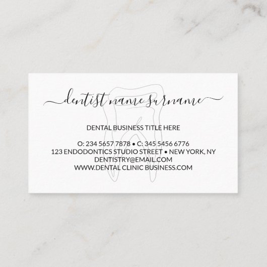 Tandheelkundige tandheelkundige moderne tandheelku visitekaartje (Achterkant)